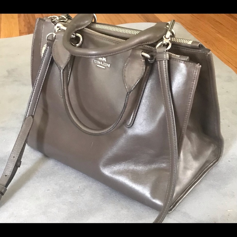 Coach dark brown leather handbag-very unique.
